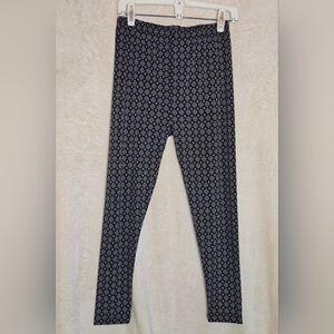 LBISSE Women's Leggings Allover Print Size M Pull On Stretchy Black/White